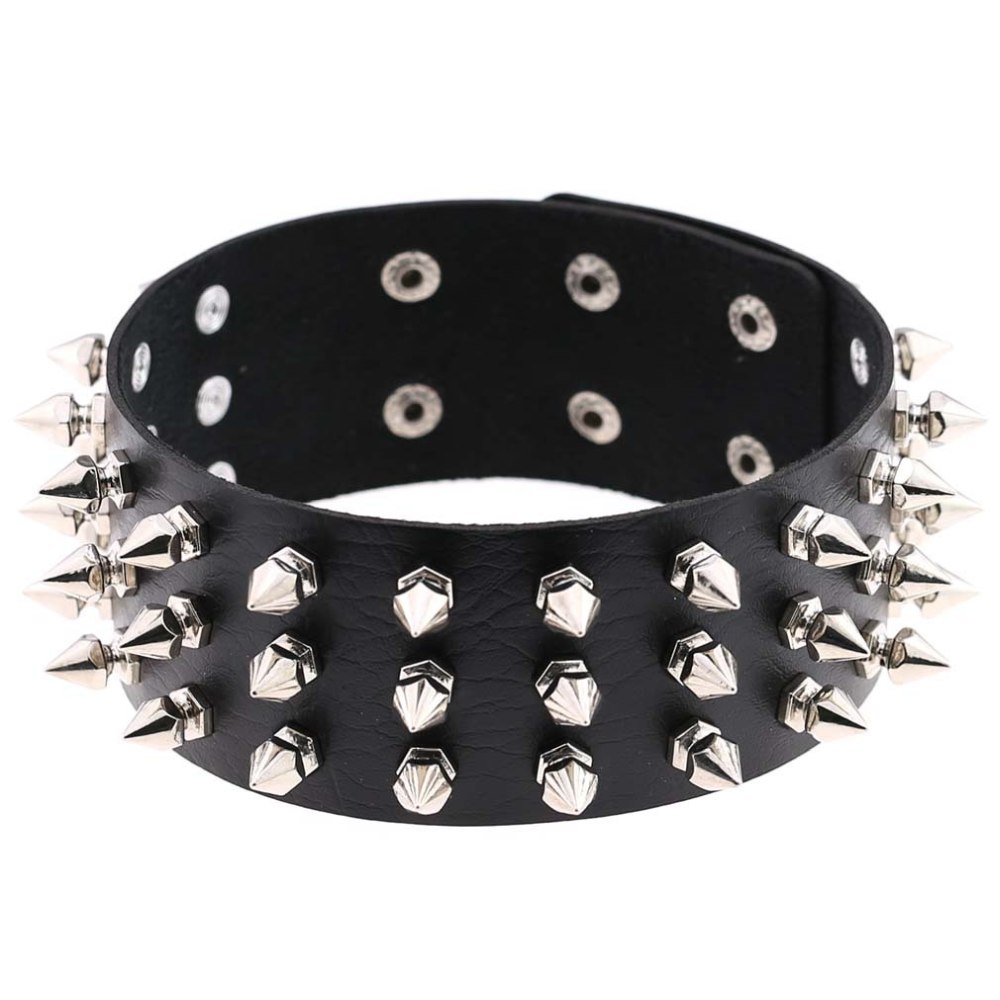 Bullet 69 - 3 Row Spike Choker - Zwart/Zwart